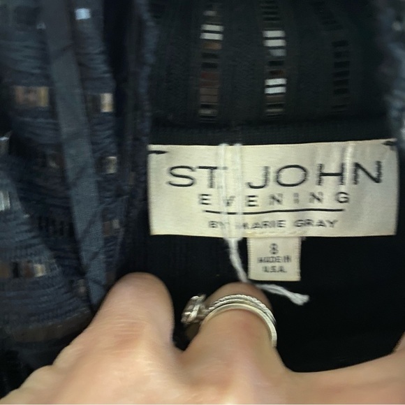 St. John Evening | Vintage Turtleneck Sequin Black Top - Picture 2 of 7